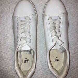 H&M White Leather Tennis Shoes (39 EUR-- US 8)